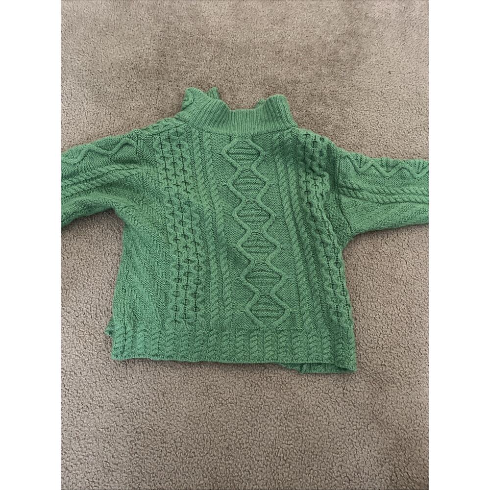 THE IRISH STORE Sweater Knit Full Zip Womans Large 100% Merino Wool Green - Picture 6 of 9